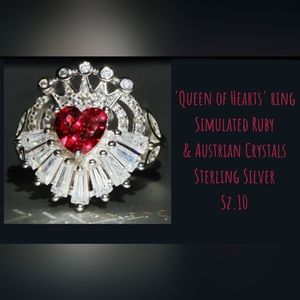 Simulated Ruby 'Queen of Hearts' ring, Sz.10..July birthstone!💕